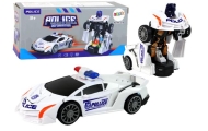 Robotas policijos automobilis 2in1 transformacija, baltas